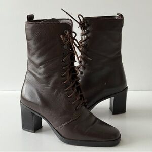 Chic Dark Brown Lace-Up Boots